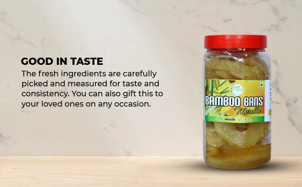 Self Organic Homemade Delicious Sweet Bamboo Murabba | Fresh & Natural Ready to Eat Bans Ka Morabba - Helps Increasing Height | No Artificial Colors & Additives - 1 Kg