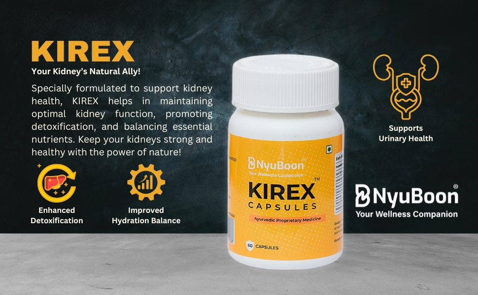 KIREX - Ayurvedic Kidney Support Supplement | Enhances Detox & Hydration | Supports Urinary Health & Natural Filtration | 60 Capsules