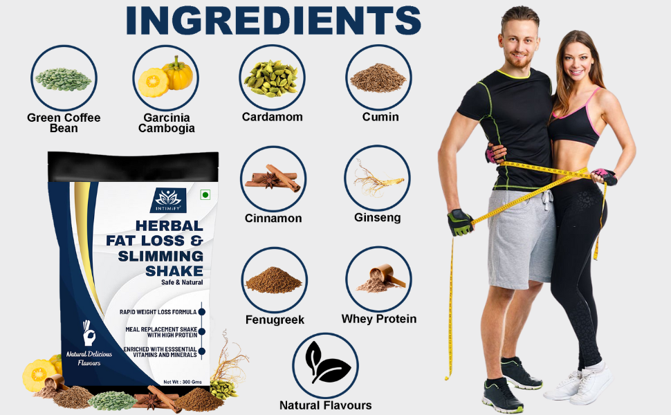 INTIMIFY Slimming Meal Replacement Shake, Belly & Fat Burner, Weight Loss Supplement, Protein Weight Loss Shake, Weight Management For Men & Women 300 GM (KESAR PISTA BADAM Flavor)