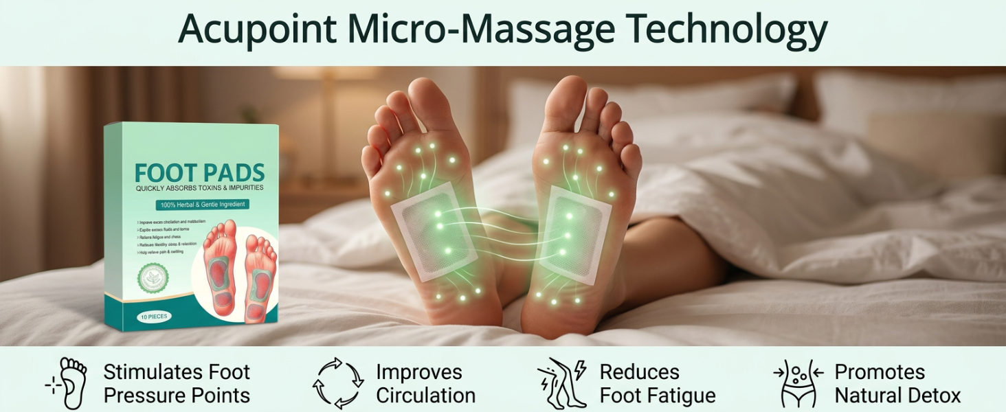 Herbal Detox Foot Pads with Bamboo Vinegar Natural Gentle Ingredients Foot Patch for Night Use Relaxation Sleep Support Pain Relief and Daily Toxin Cleansing (Pack Of 1)