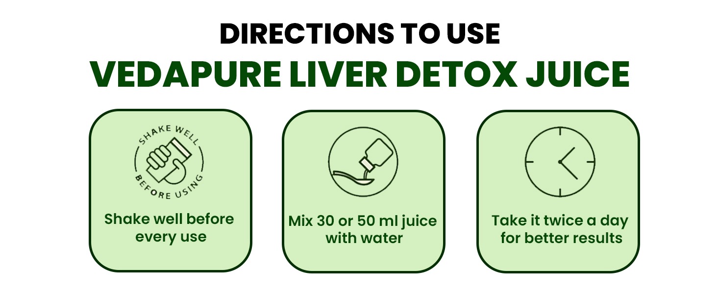 Vedapure Liver Detox Juice 500ml – Natural Liver Cleanse & Gut Detox Drink – Supports Liver Health, Fatty Liver Recovery & Digestion – Herbal Juice for Men & Women – Strengthens Immunity & Boosts Energy