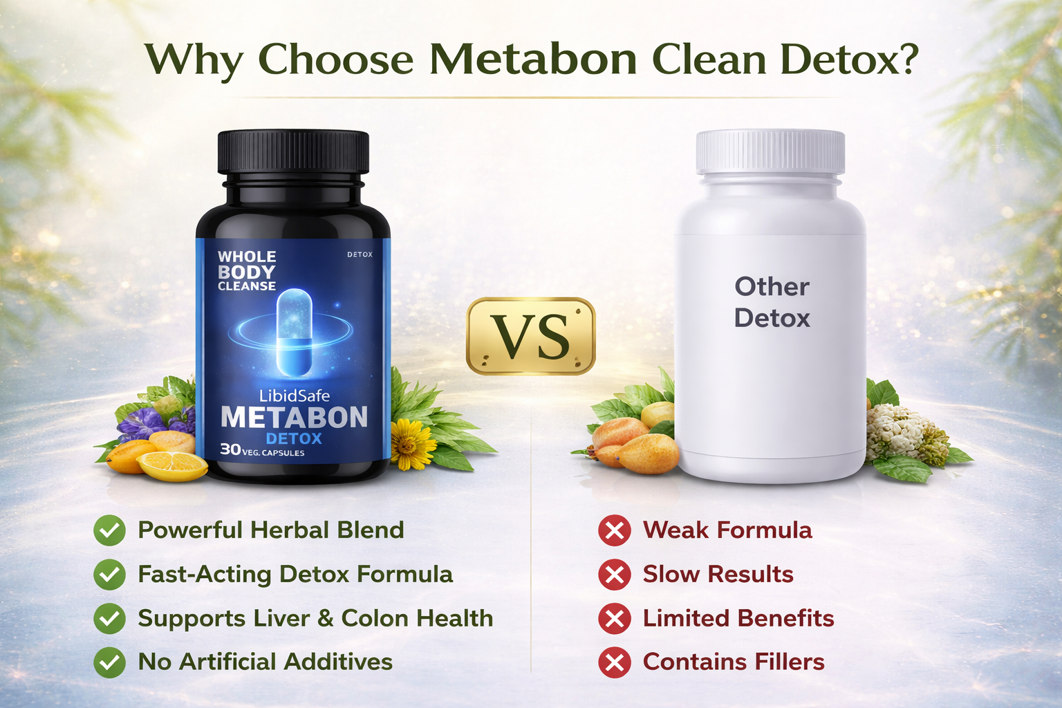 Metabon Detox Capsules + Extra Special Face Glow Capsules | Whole Body Cleanse & Skin Glow Support Combo (Pack of 2)
