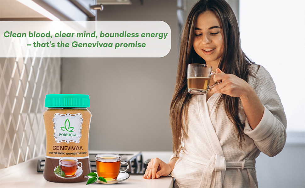 Podhigai Genevivaa Herbal Wellness Blend | Detoxify Blood, Boost Energy| Combat Anemia| Tiredness, Dizziness| Manage Diabetes| Promote Clear Skin| Rich in Antioxidants & Vitamins| Organic