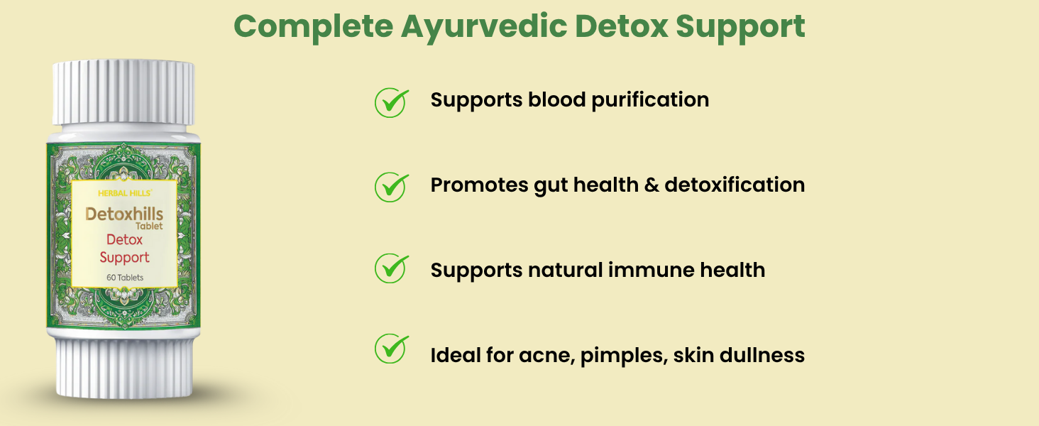 Herbal Hills Detoxhills Tablets, (60 Tablets Pack) | Supports Body Detox & Internal Cleansing | Ayurvedic Detox Supplement For Toxin Removal & Gut Health | With Triphala, Trikatu & Harde