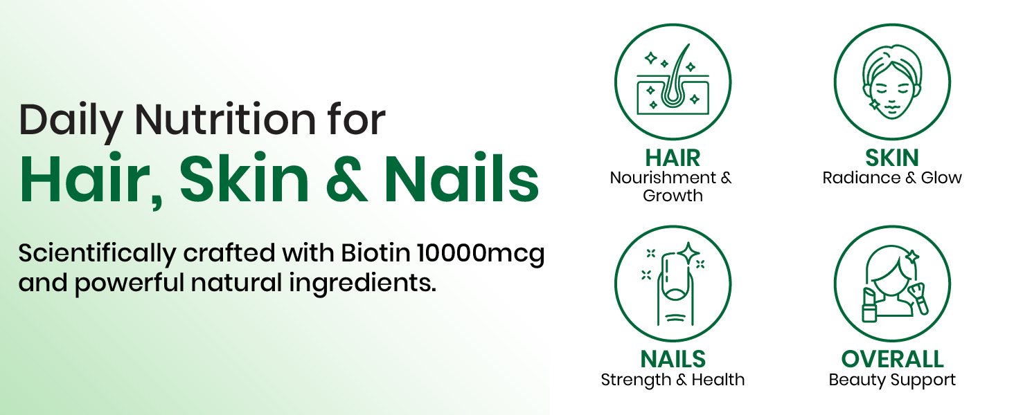 Vlado's Himalayan Organics Biotin Tablets for Hair Growth -10000mcg Biotin Supplement - With Brahmi, Jatamansi, Bhringraj, Hibiscus, Lycopene, Bamoo Extract & Vitamin C with Zinc I Hair Supplements for Women & Men - 120 Tablets
