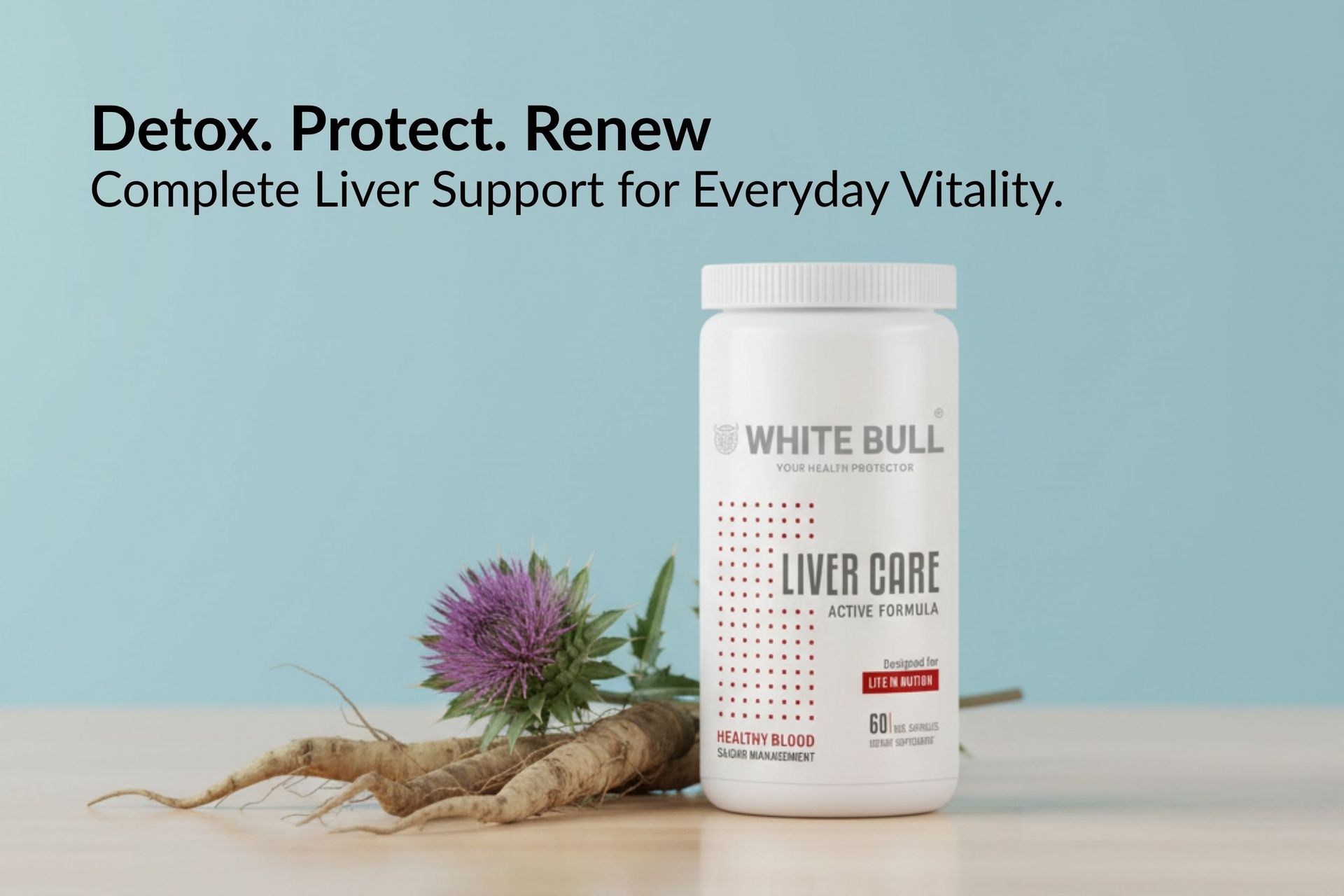 WHITE BULL Liver Care | 60 Capsules