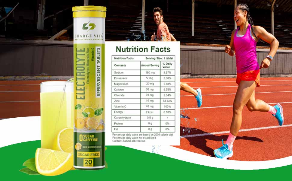 ChargeVita Lemon Zinc Effervescent Tablets | 20 Sugar-Free Tablets | Immunity Support with Zinc + Vitamin C | Refreshing Lemon Flavor | Antioxidant & Skin Health Support