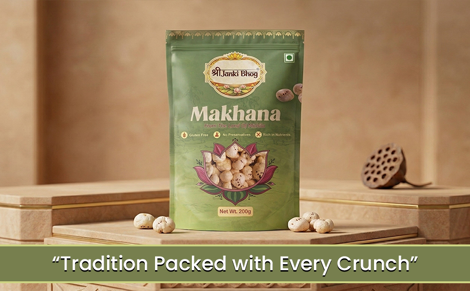 SHREE JANKI BHOG Premium Raw Makhana 200g | Fox Nuts (Phool Makhana) | Natural Lotus Seeds | High Protein Healthy Snack | Gluten Free | Fasting Food | Roasted Snack Ingredient