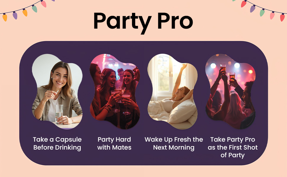 Party Pro Ayurvedic Anti Hangover Capsule | Prevents Hangover & Helps Support Liver | Herbal Solution | Safe and Effective | Clinically Proven | Ten Capsules for Men and Women