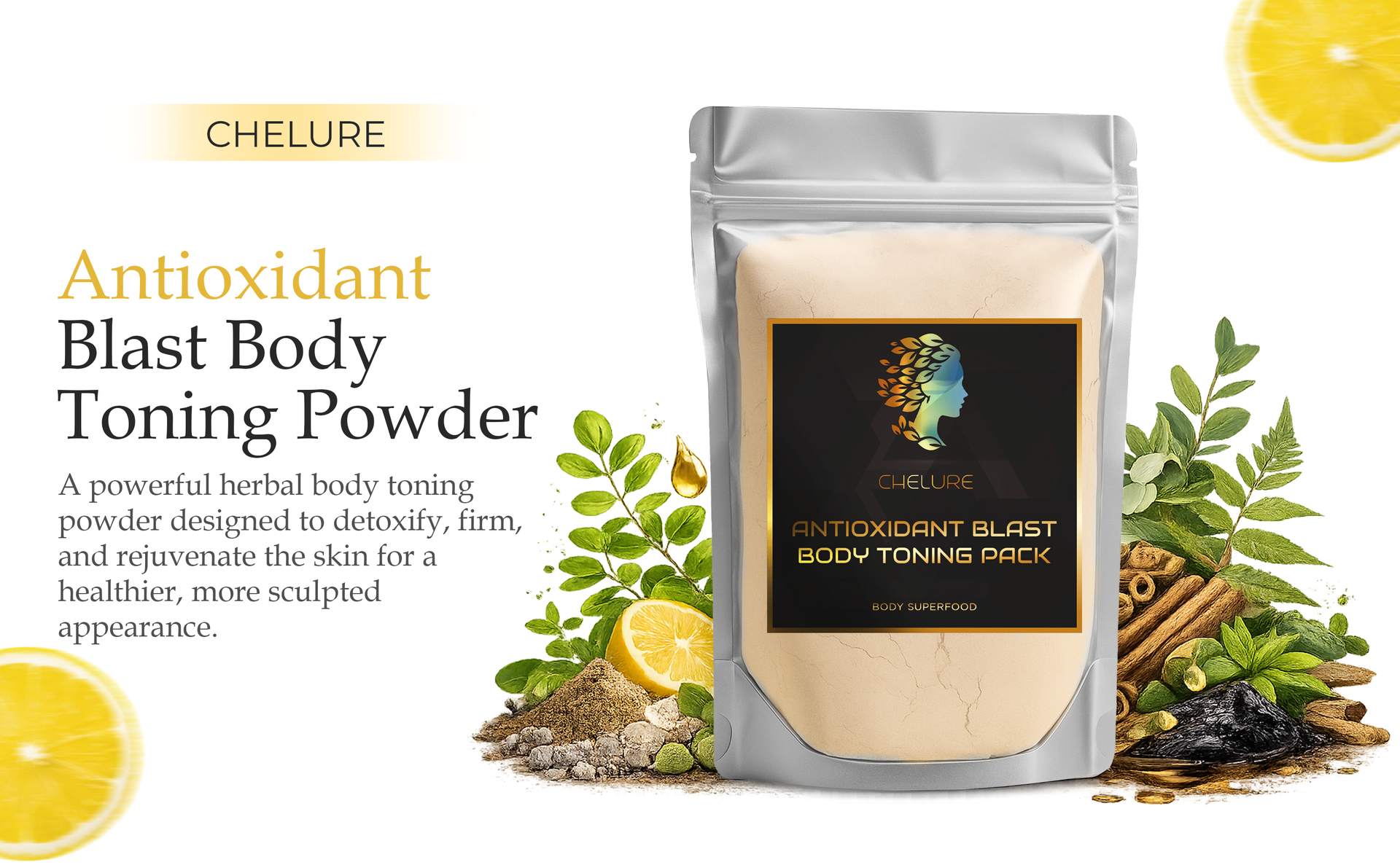 Antioxidant Blast Body Toning Pack | 100% Natural Body Superfood with Moringa, Giloy, Green Tea & Zeolite | 500g Powder for Men & Women | Detox, Firming & Skin Nourishment | [BULK Pack]