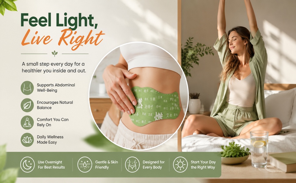 Herbal Balance Patch, Plant-Based Ingredients, Comfortable Adhesive Design, Balance Belly Button Patch Natural Detox & Slimming Waist Sticker Easy Topical Use, 5 Pieces
