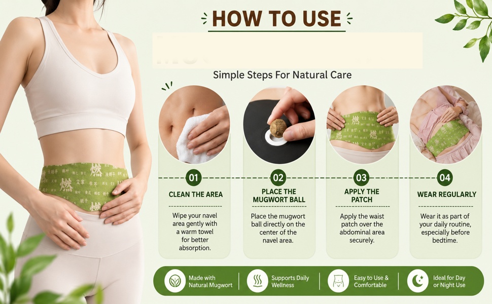 Herbal Balance Patch, Plant-Based Ingredients, Comfortable Adhesive Design, Balance Belly Button Patch Natural Detox & Slimming Waist Sticker Easy Topical Use, 5 Pieces