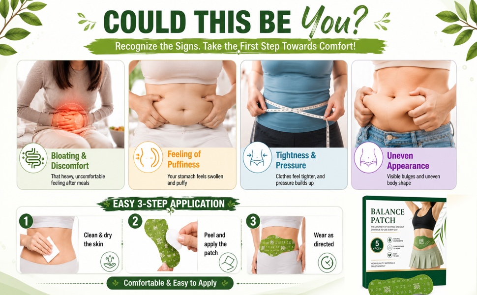 Herbal Balance Patch, Plant-Based Ingredients, Comfortable Adhesive Design, Balance Belly Button Patch Natural Detox & Slimming Waist Sticker Easy Topical Use