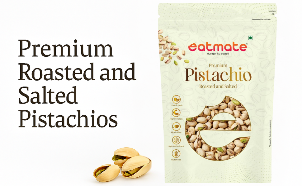 Eatmate Premium Pistachios 500g | Crunchy & Naturally Nutritious Pista | Rich in Protein, Fiber & Essential Nutrients | Delicious Anytime Snack | Perfect for Snacking, Baking, Cooking & Desserts