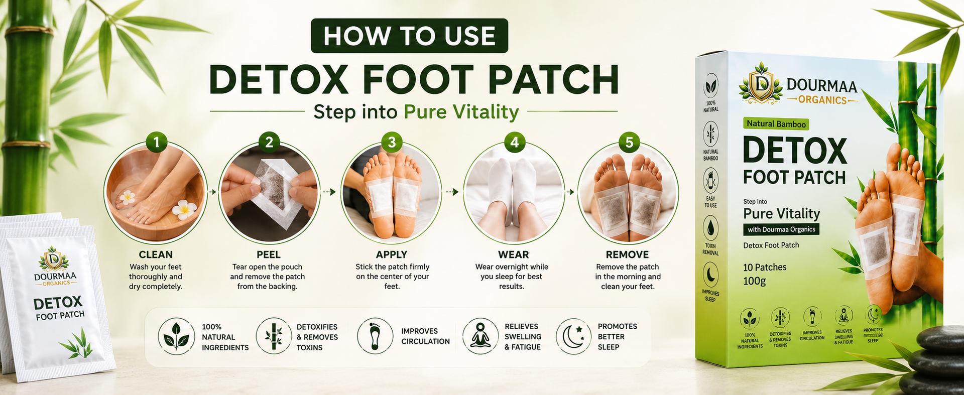 Detox Foot Patches, 1 Box = 10 Patches