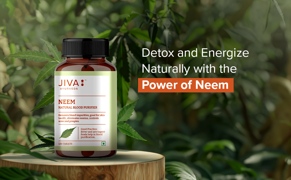 Jiva Neem Tablet - 120 Tablets (Pack of 2-240 Tab)| 100% Ayurvedic Formulation Purifies Blood, Treats Urinary Disorders | Pacifies Pitta And Kapha Doshas | Promotes Healthy Skin