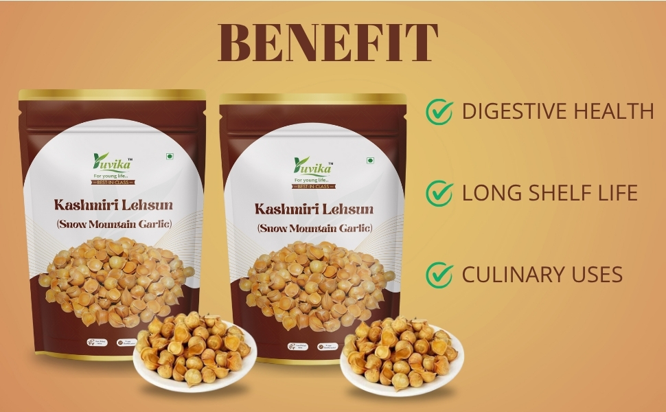 Yuvika Kashmiri Lehsun - Snow Mountain Garlic - Allium sativum - kashmiri Garlic 100 Grams