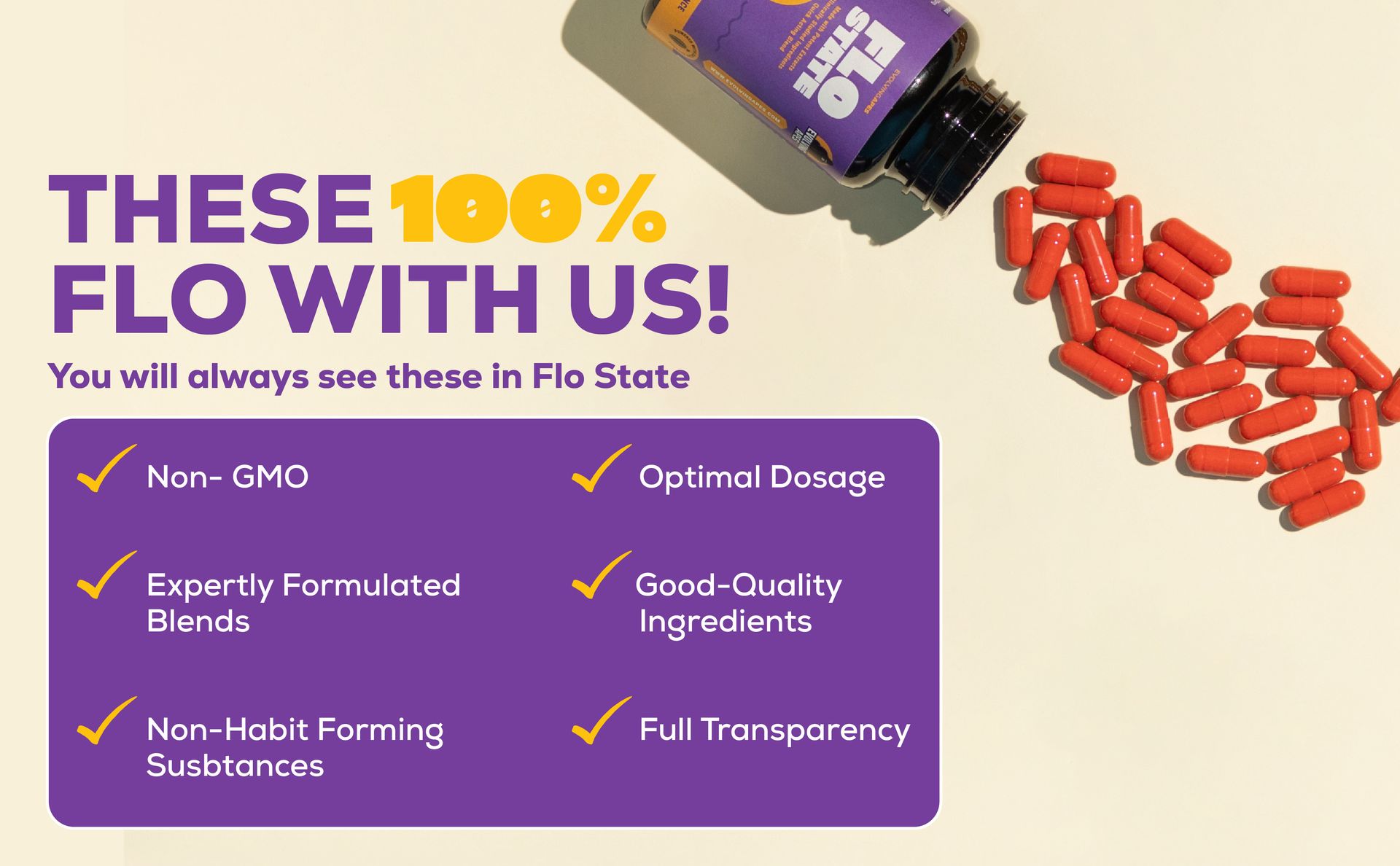 Flo State – Memory & Focus Supplement with Theanine, Brahmi, Panax Ginseng, Alpha GPC & Methylcobalamin B12 – 45 Capsules
