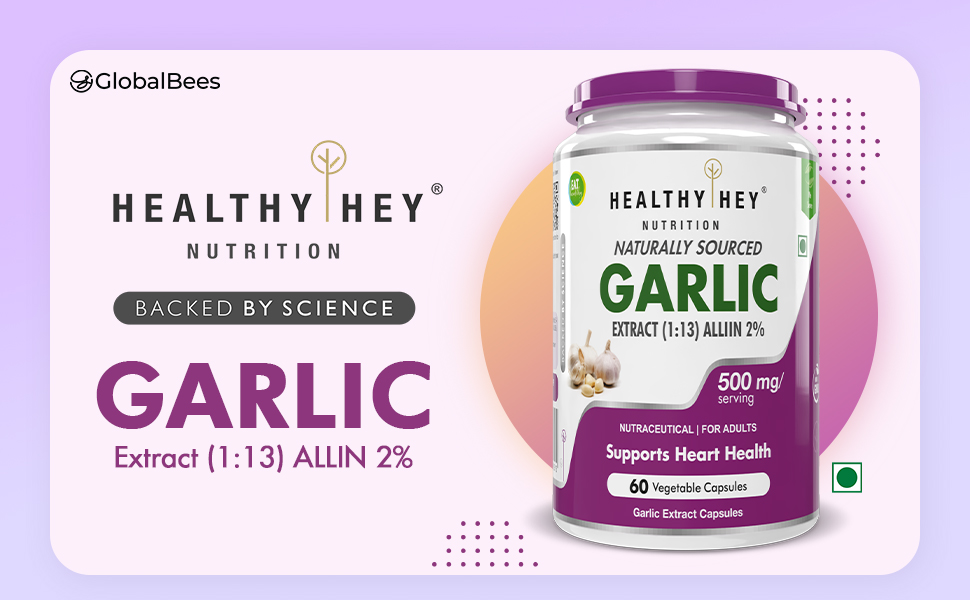 HealtyHey Nutrition Odorless Garlic Extract (1:13) Allium Sativum - 2% Allicin -(60 Veg Capsules)