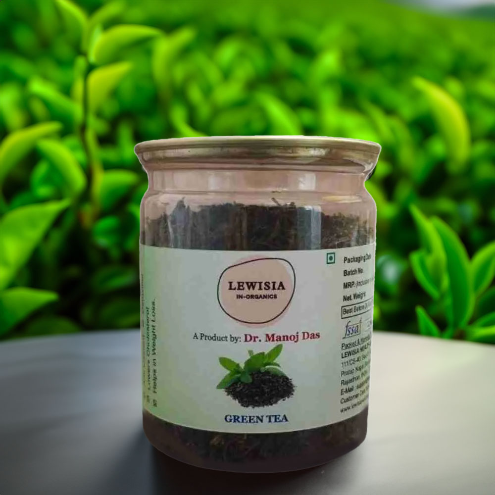 Lewisia Inorganics Green Tea Leaves 80g Pack I All Flavour I Zero Calories I Improves Metabolism & Reduces Waist I