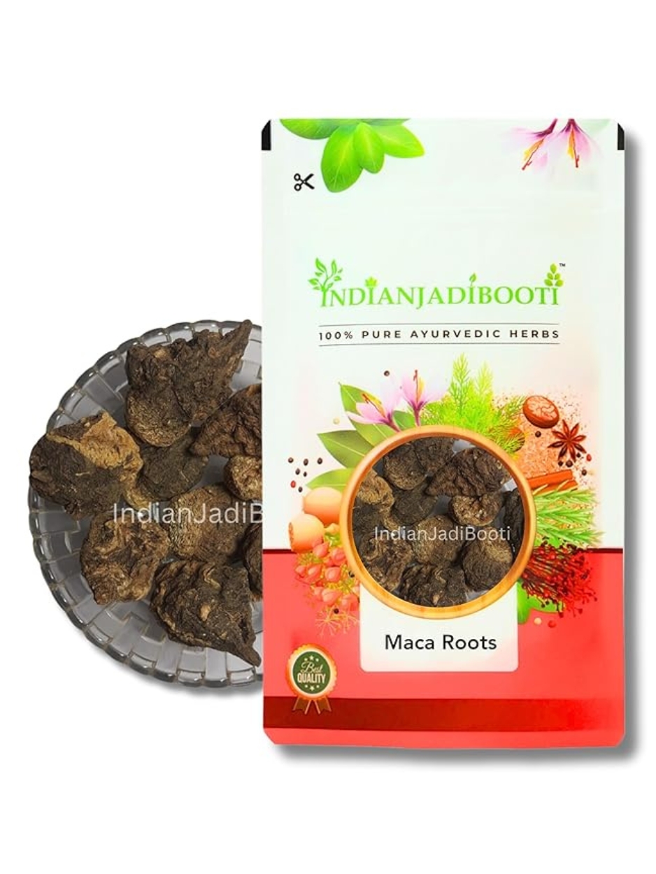 IndianJadiBooti Pure Black Maca Roots (Lepidium Meyenii) | Raw Peruvian Adaptogen for Stamina, Masculine Vitality & Athletic Endurance (100 Grams) | Pack Of 2