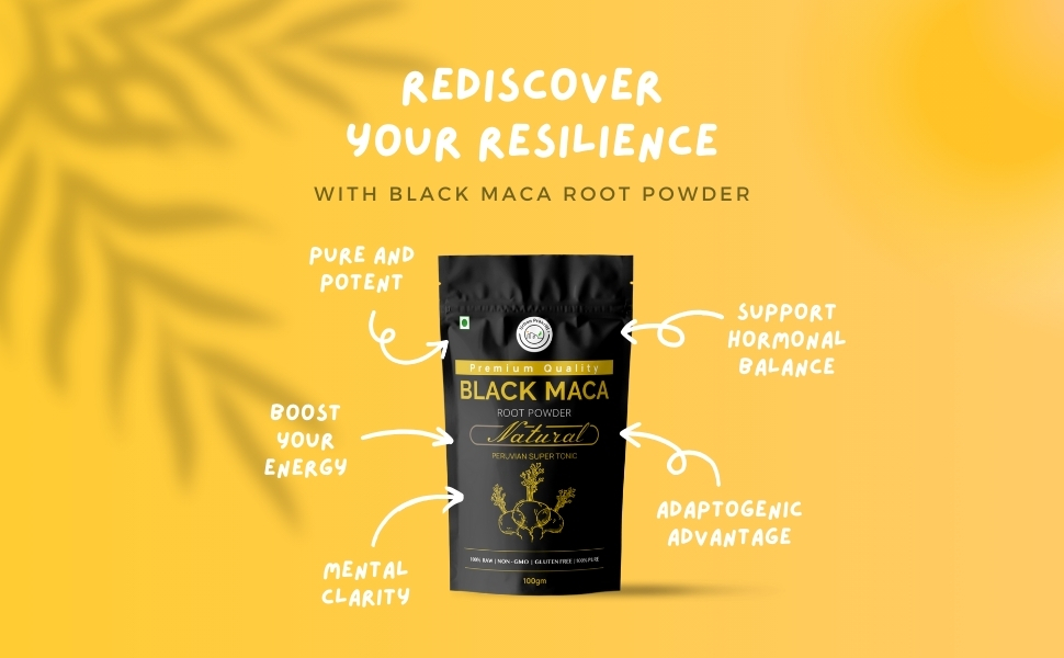 Black Maca Powder 100g | Pure Natural Superfood for Men & Women | Boosts Energy Stamina Hormonal Balance & Vitality | Rich in Fiber Protein Iron Calcium & Vitamin B6 B12