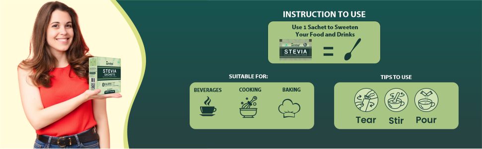 Zindagi Stevia Sugar Free Powder Sachets | 100% Natural & Diabetic Friendly Sweetener | Zero Calorie Sugar | 100 Sachets