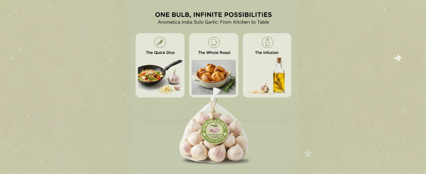 Aromatica India Single Clove Garlic 400gm (Ek Kali Lahsun) Whole Solo Garlic Strong Aroma & Taste
