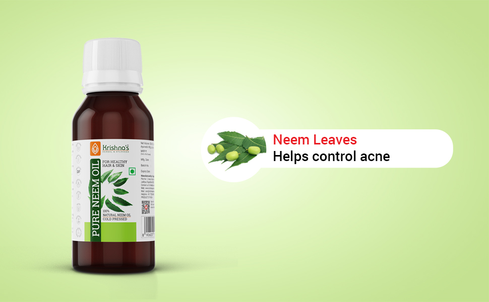 Krishna's Pure Neem Oil - 50 ml (Pack of 2) | Natural & Cold Pressed Neem Oil | For Healthy Skin & Hair