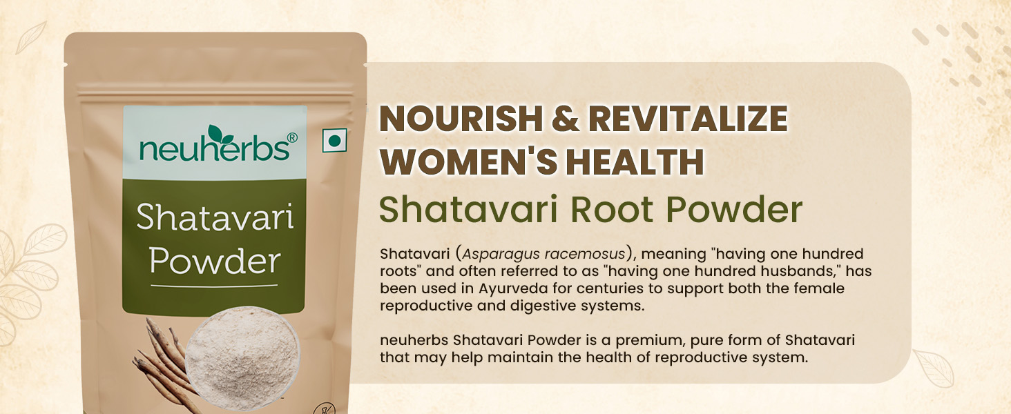 Neuherbs Shatavari Powder - 100gm | Ayurvedic Support To Balance Women's Hormones | Herbal Supplement | Good For Healthy Digestion & Reproductive System