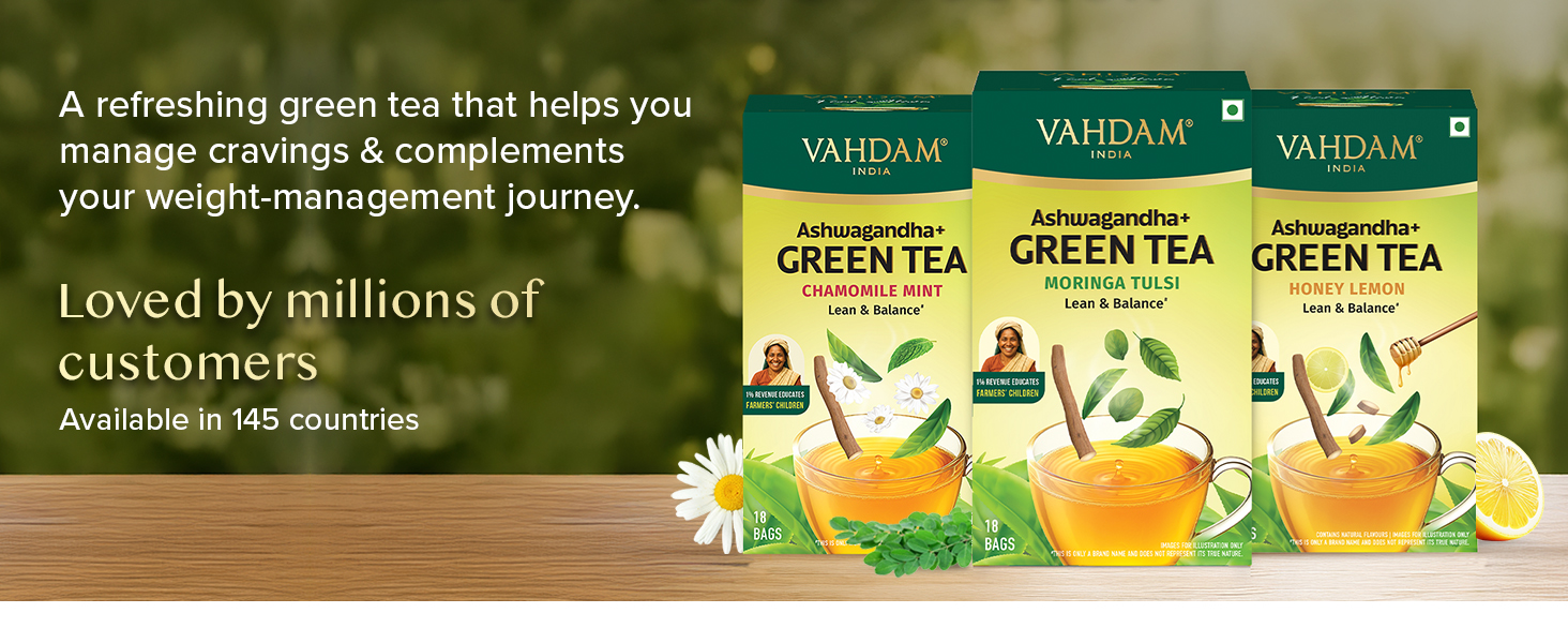 VAHDAM Moringa Tulsi Green Tea - 36 TB | Supports Metabolism, Immunity & Stress Management | 7-Herb Low Caffeine Blend | With Spearmint, Peppermint & Lemongrass | Non-GMO