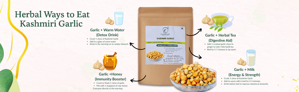 HERBALPRASH Kashmiri Garlic (Lahsun) - 100g | Single Clove Garlic | Snow Mountain Garlic