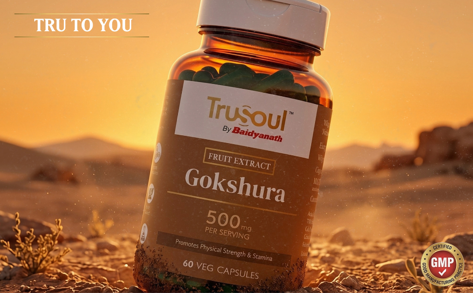Baidyanath TruSoul Gokshura 60 Veg Capsules | Promotes Physical Strength & Stamina | Supports Men's Wellness | Enhances Immunity-Boosting
