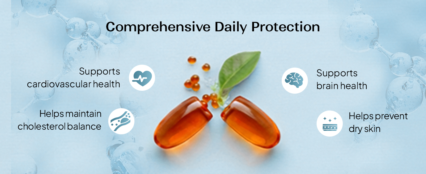 Miduty Vitamin E with Sea Buckthorn Berry Oil | D-Alpha Tocopherol from Natural Sunflower Oil | Omega 3, 6, 7 & 9 | Antioxidant Support for Skin & Heart Health | 30 Veg Softgels