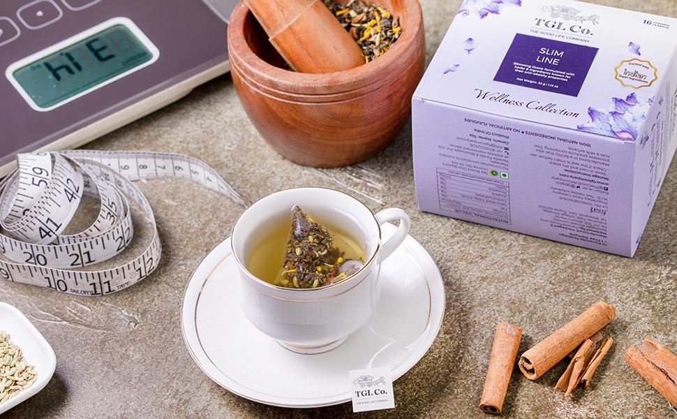 TGL Co.Slim Line Green Tea Infusion (16 Tea Bags)|Rich in Anti Oxidant | Refreshing | No Artificial flavor | Improve Digestion