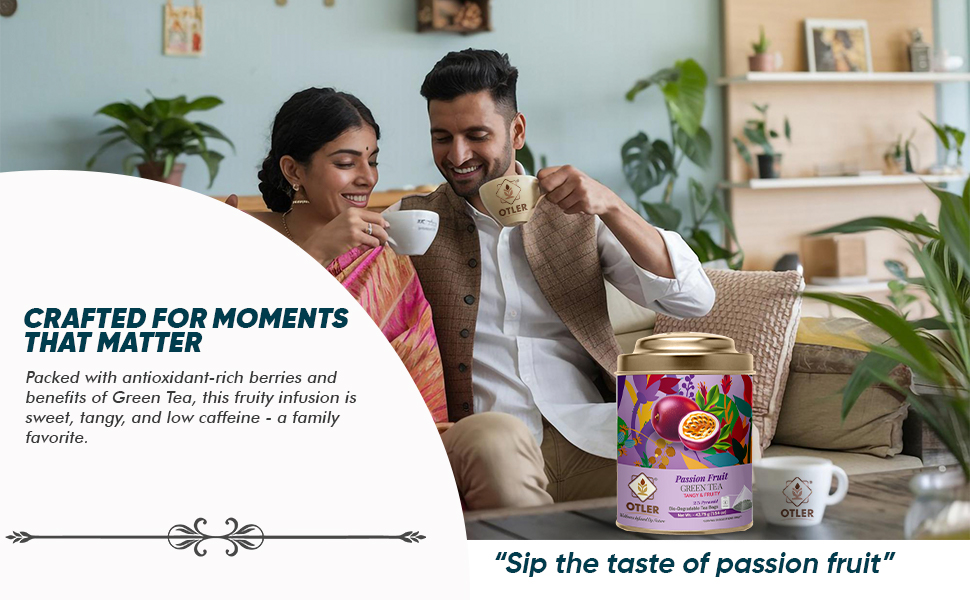 Otler Passion Fruit Green Tea – 25 Herbal Tea Bags | Green Tea with Passion Fruit, Nettle, Lemongrass & Citrus | Refreshing, Energising & Fruity | Medium Caffeine