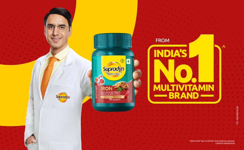 Supradyn Naturals Iron (30 tablets) with 3X Iron, Ashoka, Shatavari, Zinc, Vitamin C, Folic Acid, 30 vital nutrients, Supports Blood Health & Provides Energy, Veg