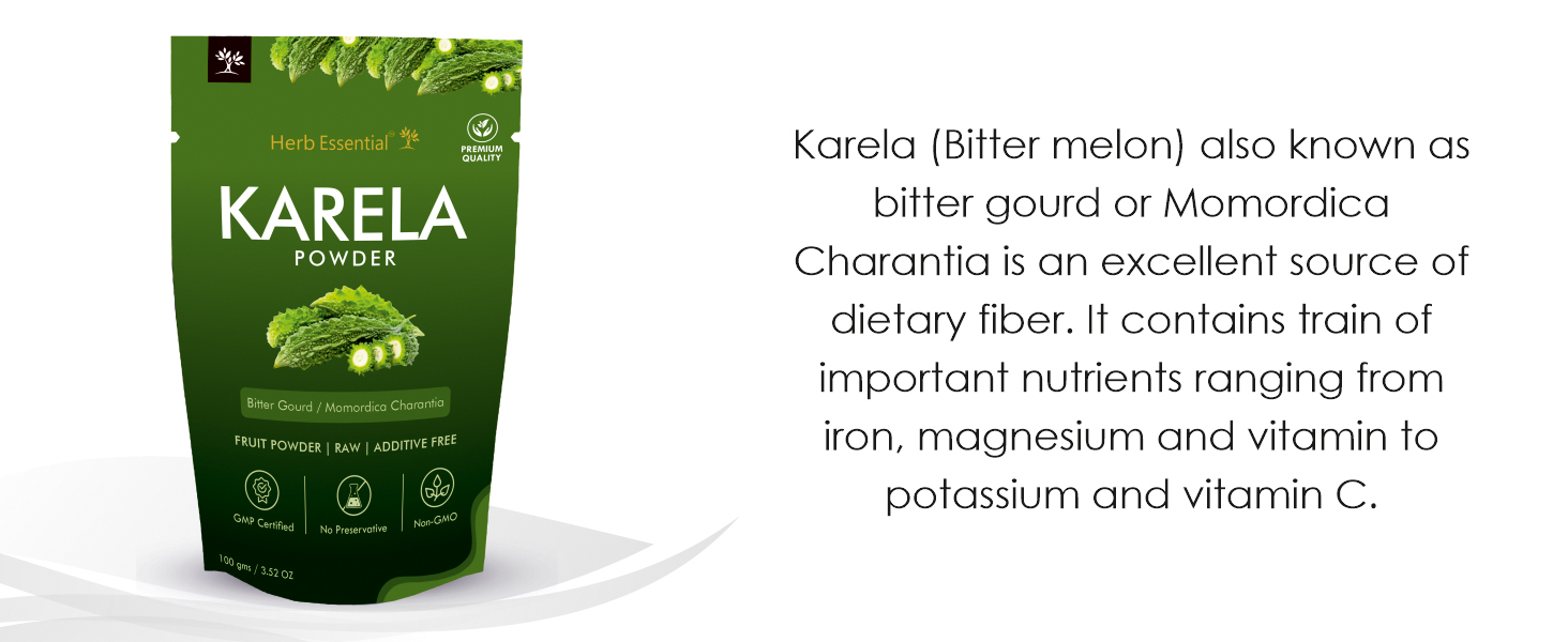 Herb Essential Karela Powder 100g, Bitter Gourd Momordica Charantia Herb