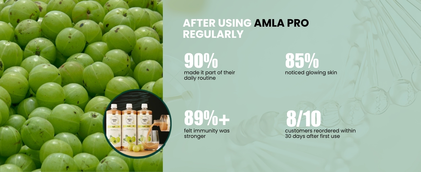 Amla Pro: 100% Raw & Cold-Pressed Amla Juice | Supports Healthy Skin, Hair, and Digestion | Rich Source of Vitamin C | 1Ltr | Pack of 1
