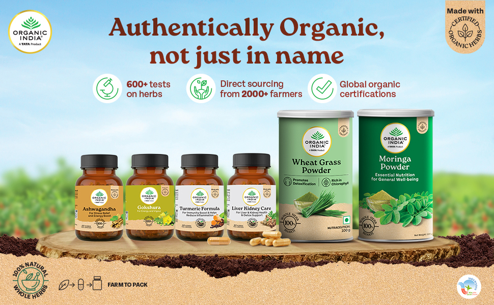 A TATA Product - Organic India Shatavari - 180 Veg Capsules, With Natural Plant Based Estrogens, Boosts Health & Vitality For Women Of All Ages & Restore Hormonal Balance, GMP & NPOP Certified Organic