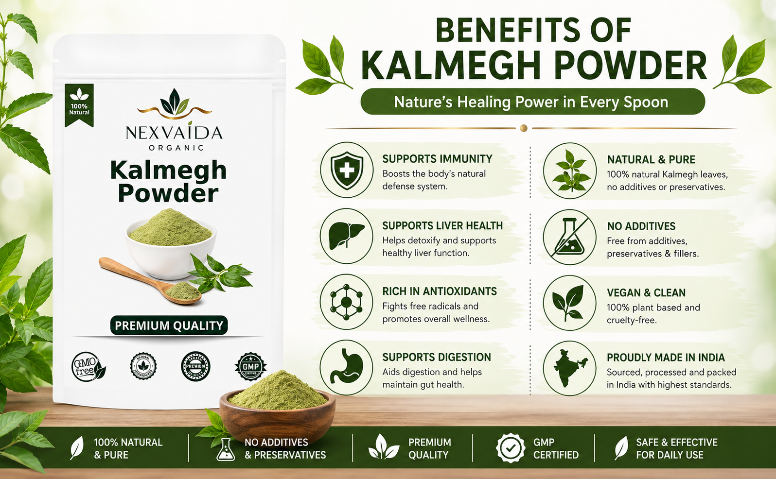 Kalmegh Powder (Andrographis Paniculata) 100% Pure & Natural Herbal Powder | Immunity & Liver Support | No Chemicals, No Preservatives | For Ayurvedic Use (100gm)