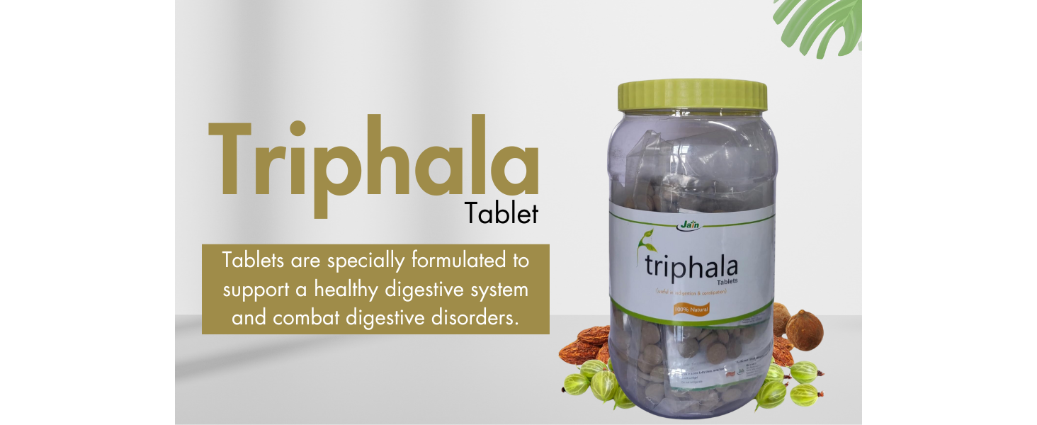 Jain Triphala Tablets 1000 Count | Supports Digestive Health, Detoxification | 100% Ayurvedic | No Added Preservatives