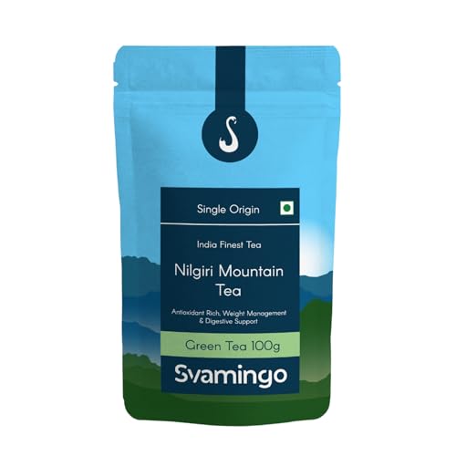 Nilgiri Green Tea 100g (50 Cups) - Whole Leaf, Direct from Garden, High Grown, Antioxidant Rich, Refreshingly Smooth & Light, Best For Weight Loss & Heart Health | SVAMINGO