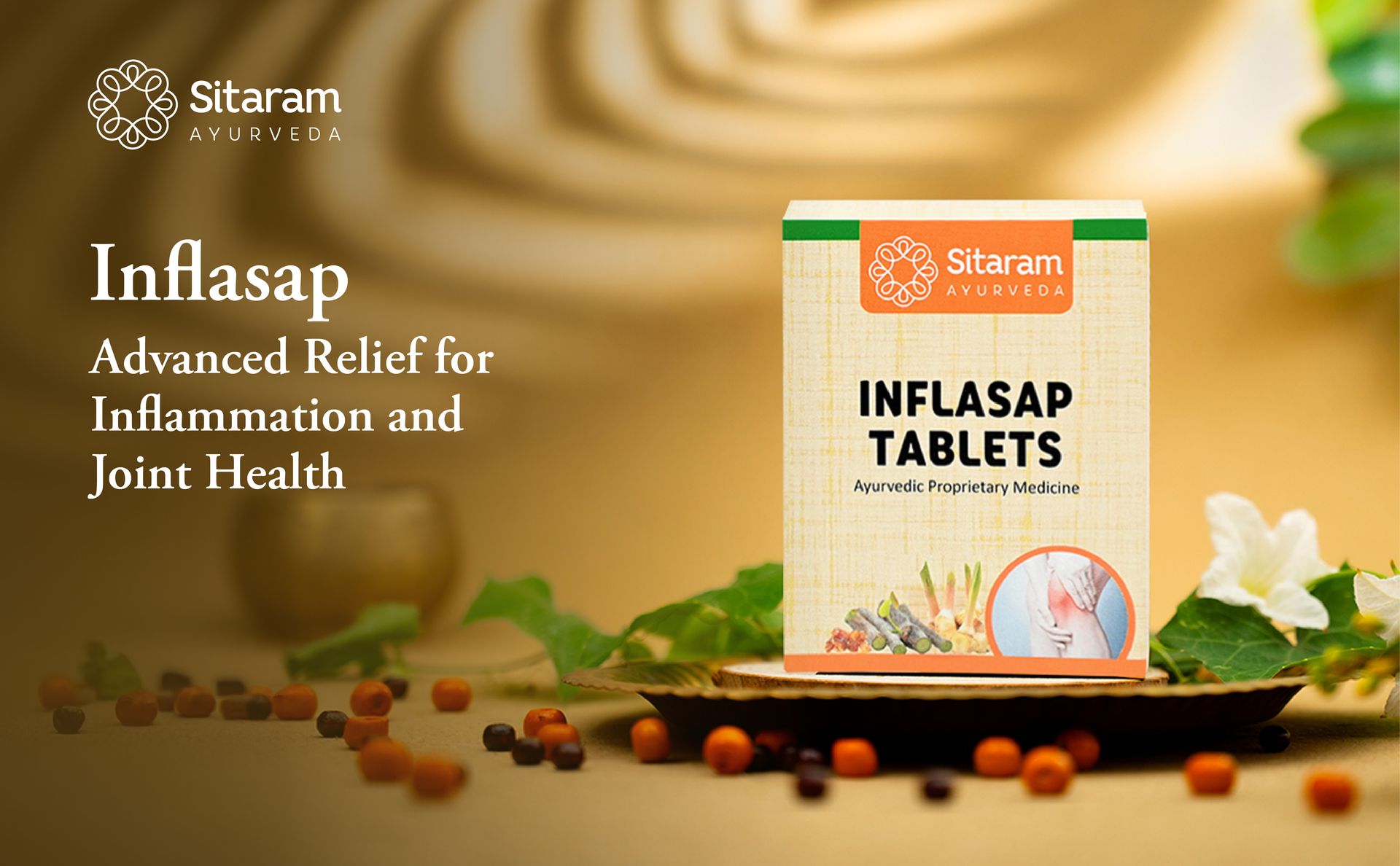 Sitaram Ayurveda Inflasap Tablets | Classical Ayurvedic Joint Care Formula with Rasna, Bala & Devadaru | Supports Mobility, Flexibility & Daily Comfort | 50 Nos
