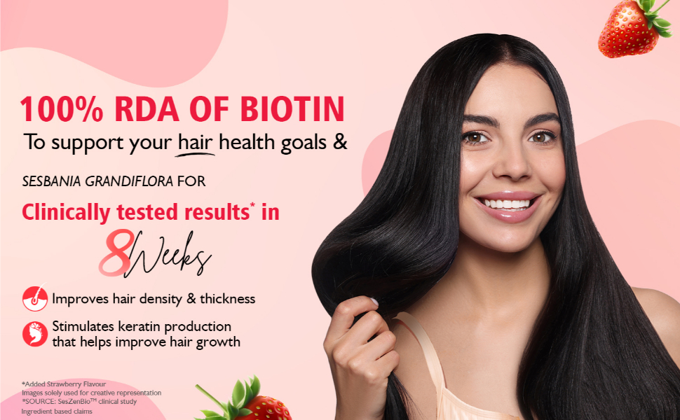 Siens By Dabur Hair, Skin & Nails (3 in 1 Gummies) - 30 pieces | Enriched with Biotin, DHT Blocker, Plant Extracts, Vitamins & Minerals | Brightens Skin, Control Hairfall, Strengthens Hair & Nails