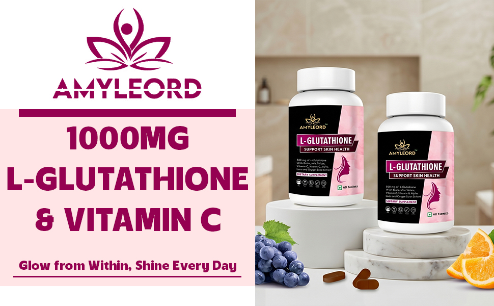 L - Glutathione Tablets 1000mg with Vitamin C, Biotin, Milk Thistle, Grape Seed and vitamin Extract for Help to Skin Glow (Pink White) (120 Tablets) MRP. 2398 Rs.