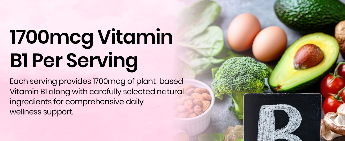 Vlado's Himalayan Organics Plant-Based Vitamin B1 1700Mg Supplement For Men and Women| Rich in Antioxidants | Supports Memory And Energy (120 Capsules)
