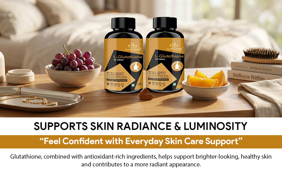L - Glutathione Tablets 1000mg with Vitamin C & E, Milk Thistle, Biotin, Grape Seed Extract for Help to Skin Glow and Hydration (Combo) (Black Goden Flavour) (120 Count) MRP 2398 Rs.