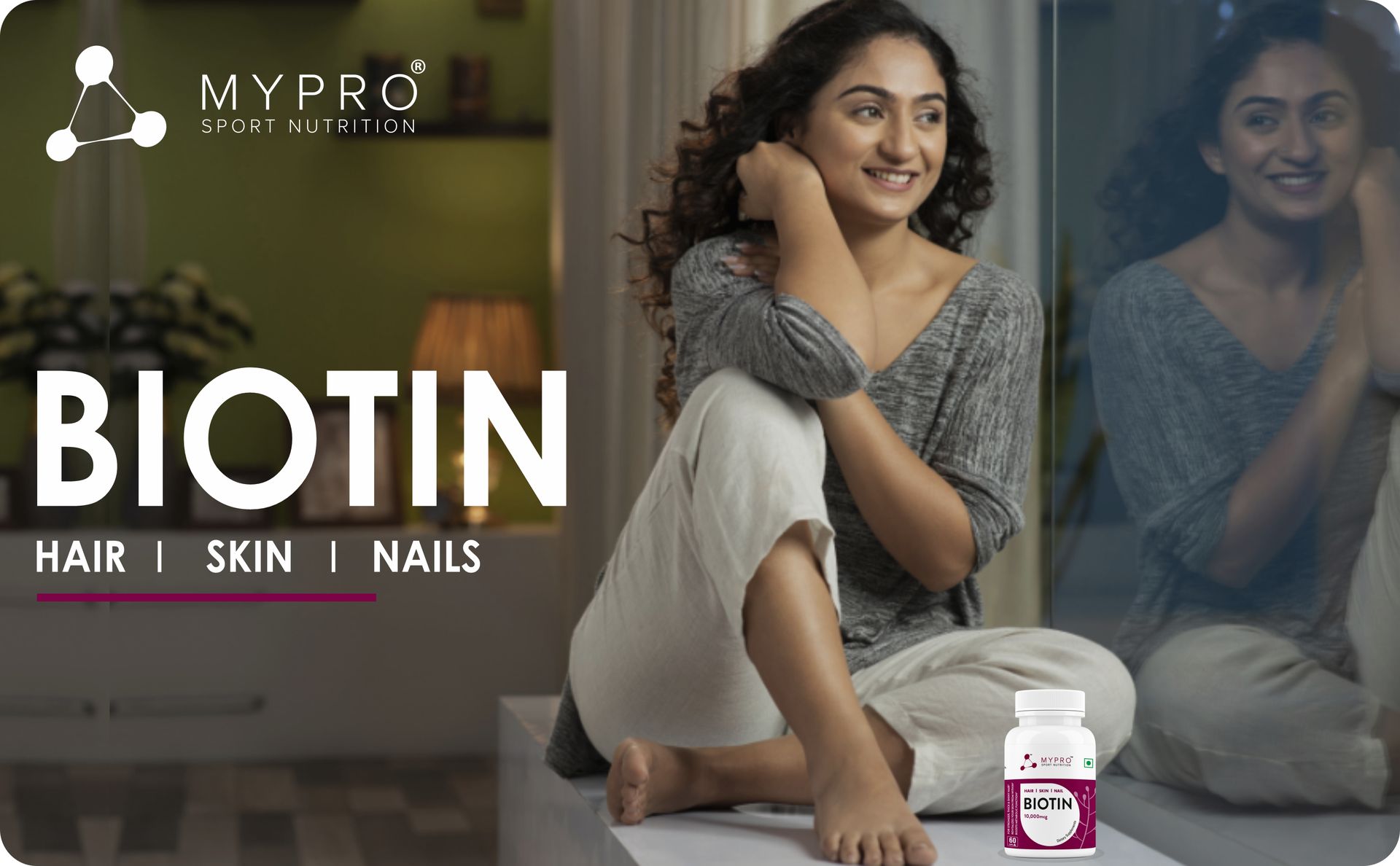 Mypro Sport Nutrition Biotin | Beauty Capsules | Promotes Healthy Hair | Skin & Nails |Helps Support Energy Metabolism | Helps Convert Food Into Energy For Men And Women -60 Capsules