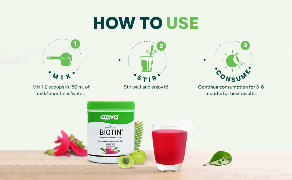 OZiva Plant Based Collagen Builder Powder (With Vitamin C) Berry Orange,250G & Plant Based Biotin 10000+ Mcg (With Natural Sesbania Agati Extract) For Stronger Hair & Healthier Skin,125G(Combo Pack)